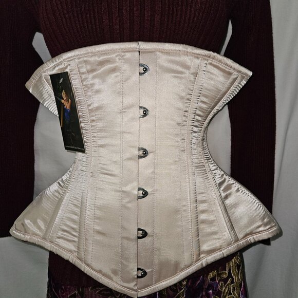 NWT XS NUDE Bridal MAIDEN Corset 22" Handmade 6 Garter Tabs USA - Picture 1 of 13